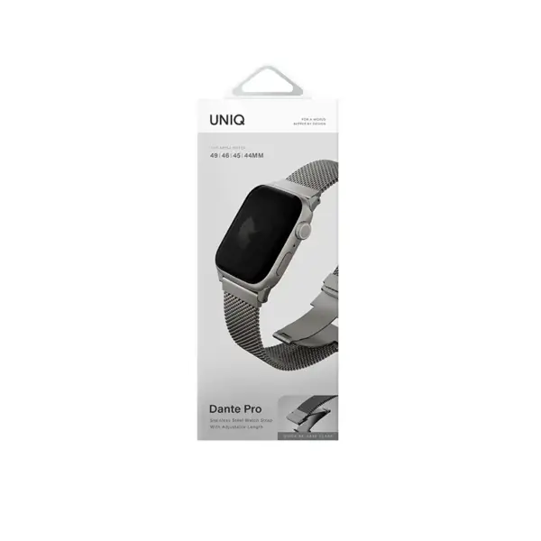 UNIQ DANTE PRO STAINLESS STEEL WATCH STRAP WITH ADJUSTABLE LENGTH FOR APPLE WATCH 49 | 46 | 45 | 44MM | TITANIUM SILVER